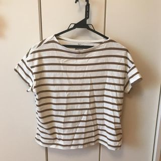 ムジルシリョウヒン(MUJI (無印良品))のベージュ  ボーダー Tシャツ トップス　無印良品(Tシャツ(半袖/袖なし))