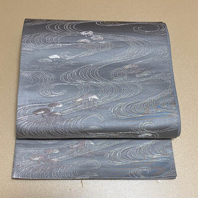GINGER掲載商品】 《ヒロさま専用》② 袋帯 シルバーグレー 流水柄 帯