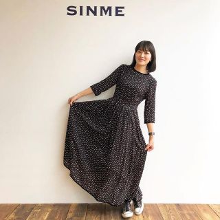 イエナ(IENA)の新品・タグ付【SINME/シンメ】ロングドットワンピース M イエナ(ロングワンピース/マキシワンピース)