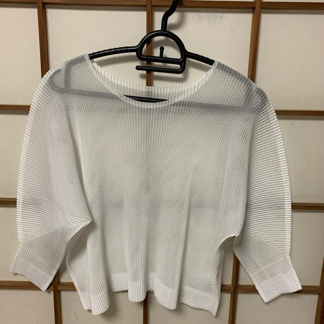 PLEATS PLEASE ISSEY MIYAKE(プリーツプリーズイッセイミヤケ)のプリーツプリーズ白のメッシュ レディースのトップス(Tシャツ(長袖/七分))の商品写真