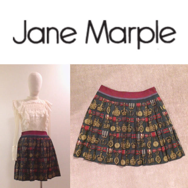 【JaneMarple】♡RoyalOrther柄プリーツスカート (グリーン) | フリマアプリ ラクマ