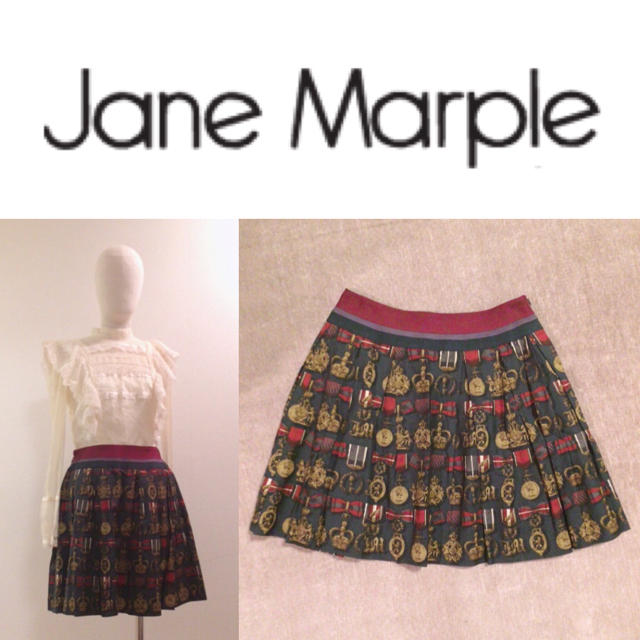 JaneMarple(ジェーンマープル)の【JaneMarple】♡RoyalOrther柄プリーツスカート （グリーン） レディースのスカート(ミニスカート)の商品写真