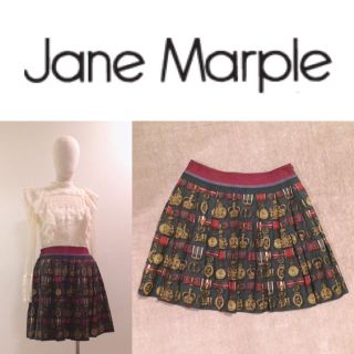 ジェーンマープル(JaneMarple)の【JaneMarple】♡RoyalOrther柄プリーツスカート （グリーン）(ミニスカート)