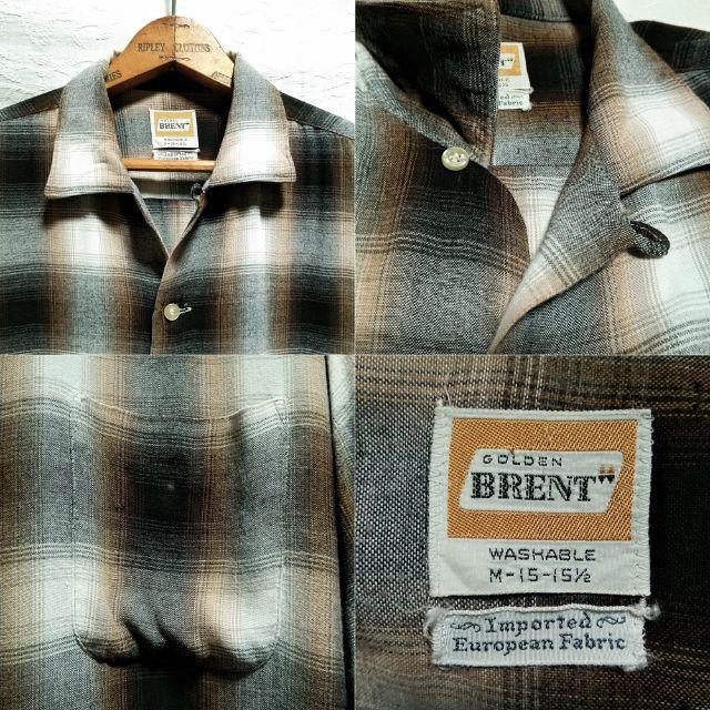 60s　オンブレ シャドーチェック レーヨンシャツ　GOLDEN BRENT