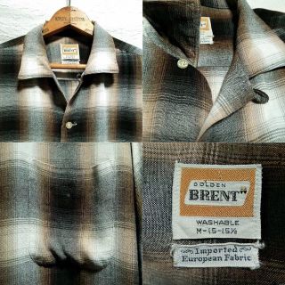 60s オンブレ シャドーチェック レーヨンシャツ GOLDEN BRENTの