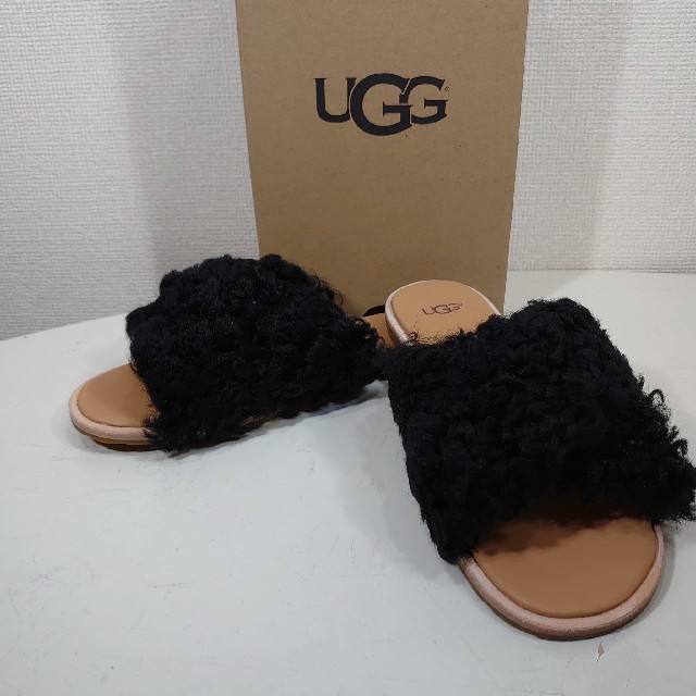 25cm】UGG アグ/ファーフラットサンダル/JONI/BLACK cowancozycottages.com