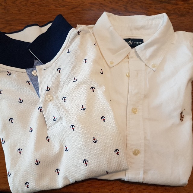 Ralph Lauren(ラルフローレン)の美品150★ラルフローレン白シャツとgooddayイカリのポロシャツ キッズ/ベビー/マタニティのキッズ服男の子用(90cm~)(Tシャツ/カットソー)の商品写真