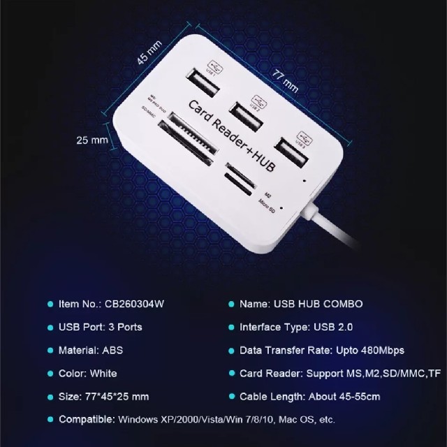USBハブコンボカードリーダー スマホ/家電/カメラのPC/タブレット(PC周辺機器)の商品写真