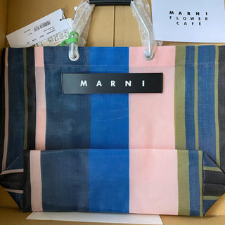 マルニ(Marni)のMARNI マルニ　ストライプバッグ　フラワーカフェ(トートバッグ)