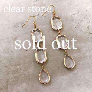 3連  gold frame clear stone(ピアス)