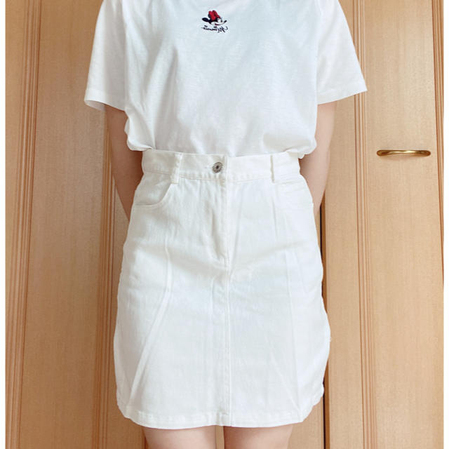 GRL(グレイル)のホワイト デニム 膝丈スカート レディースのスカート(ひざ丈スカート)の商品写真