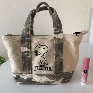 スヌーピー(SNOOPY)のSNOOPYスヌーピーミニトートバッグ迷彩柄(トートバッグ)