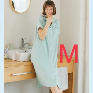 ジーユー(GU)のgu サボン SABON パイル パジャマ ワンピース 半袖 Mint ミント(パジャマ)