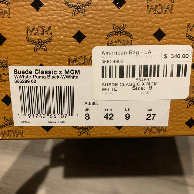 PUMA(プーマ)のmcm puma suede classic white 27.0cm us9 メンズの靴/シューズ(スニーカー)の商品写真