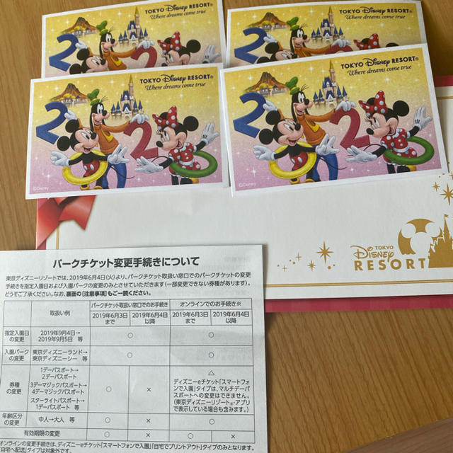 Disney(ディズニー)のディズニーチケット　大人４枚 チケットの施設利用券(遊園地/テーマパーク)の商品写真