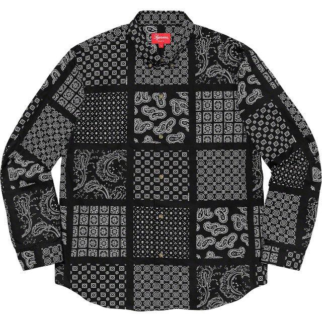 Mサイズ Supreme Paisley Grid Shirt Black