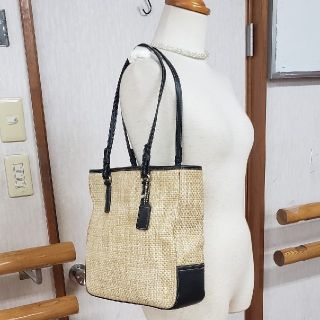 コーチ(COACH)のぼけ様専用COACH　かごバック　ストロー×レザー未使用　分け有り(かごバッグ/ストローバッグ)