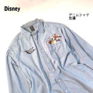 ディズニー(Disney)の希少 ルーニーテューンズ ワーナーブラザーズ 刺繍 デニムシャツ(シャツ)