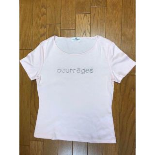 クレージュ(Courreges)の【美品】クレージュ　ブランドロゴTシャツ　半袖カットソー　ベビーピンク(Tシャツ(半袖/袖なし))