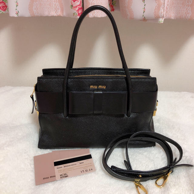 レディースmiu miu ♥︎ マドラスフィオッコリボンバッグ