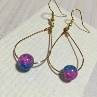 宇宙クラック水晶フープピアス(ピアス)