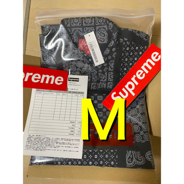 supreme 20ss paisley grid shirt black M