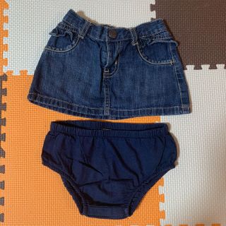 オールドネイビー(Old Navy)のお値下げ★old navy デニムスカート 紺パンツ付き6-12m(スカート)