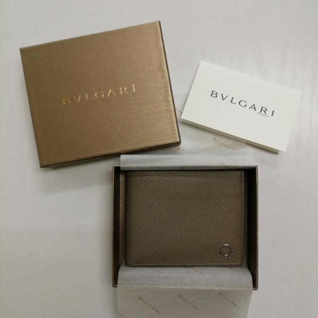 美品☆BVLGARI ブルガリ二つ折り財布 ストーンシルバー メンズ☆正規品ブルガリ