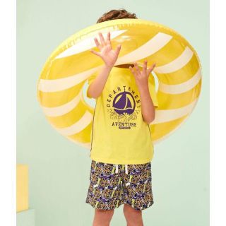 プチバトー(PETIT BATEAU)の新品未使用　プチバトー　8a プリント半袖Ｔシャツ_YE　イエロー(Tシャツ/カットソー)