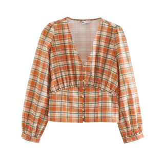 ザラ(ZARA)の1716＊S/S チェック柄 カットソー(カットソー(長袖/七分))