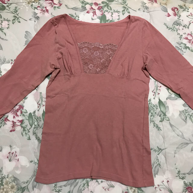 7部丈Tシャツ　くすみピンク レディースのトップス(Tシャツ(長袖/七分))の商品写真