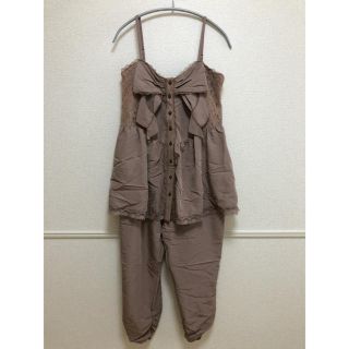 アクシーズファム(axes femme)のaxes✿リボン✿レース✿ピンク✿サロペット✿M(サロペット/オーバーオール)