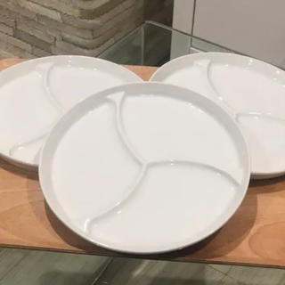 フランフラン(Francfranc)の3つ仕切り皿 カフェ風 ワンプレート ホワイト 3枚セット (食器)