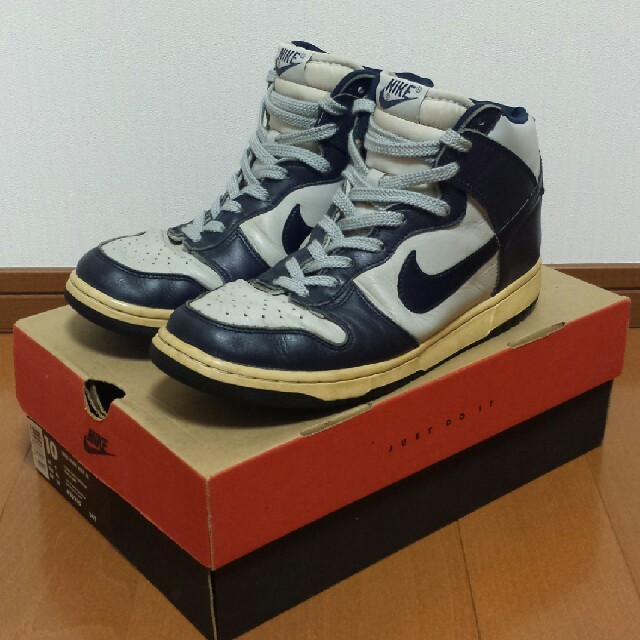 1999 NIKE DUNK HIGH LE (淡灰×濃紺)US10《USED》スムースレザー生産国