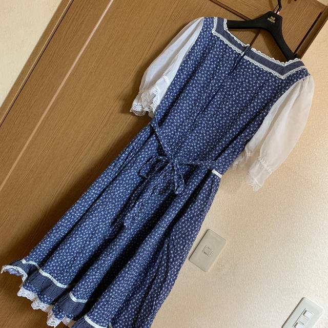 gunne sax 半袖ワンピース青 - ひざ丈ワンピース