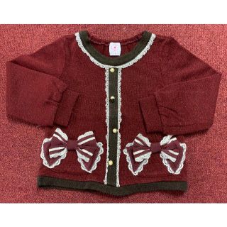 アクシーズファム(axes femme)のaxes femme KIDS★ワインレッド　リボンポケット長袖ニット（110）(ニット)