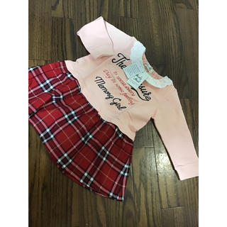 ミアリーメール(MIALY MAIL)の新品タグ付きミアリーメールワンピース90cmピンク赤チェック女の子子供服(ワンピース)