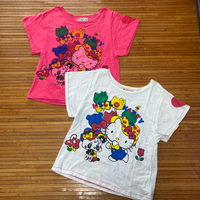 グラグラ　キティちゃんTシャツ&水玉重ね着風トップス　　4枚セット