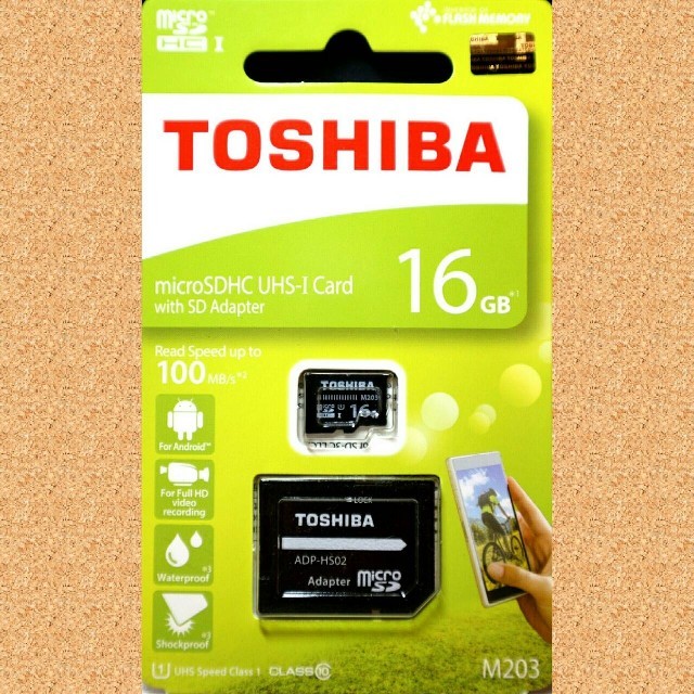 東芝(トウシバ)の東芝  microSDカード  SDカード  16GB スマホ/家電/カメラのスマートフォン/携帯電話(その他)の商品写真