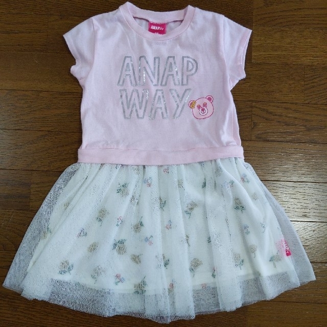 ANAP(アナップ)のANAP Way/アナップウェイ☆半袖のチュールワンピース☆120 キッズ/ベビー/マタニティのキッズ服女の子用(90cm~)(ワンピース)の商品写真