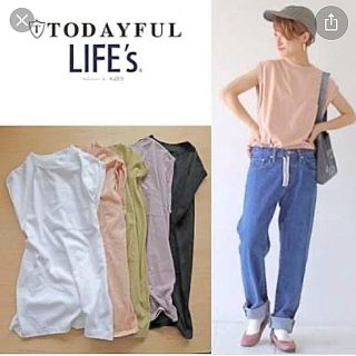 トゥデイフル(TODAYFUL)のtodayful ボーイフレンドボックスタンク ピンクべ－ジュ　未使用品(Tシャツ(半袖/袖なし))