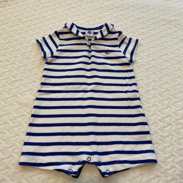 PETIT BATEAU(プチバトー)のセーラー風カバーオール キッズ/ベビー/マタニティのベビー服(~85cm)(カバーオール)の商品写真