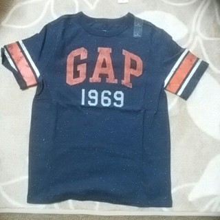 ギャップキッズ(GAP Kids)の新品未使用タグ付GAPキッズ、半袖Tシャツ130　ネイビーロゴ入り綿　霜降り(Tシャツ/カットソー)