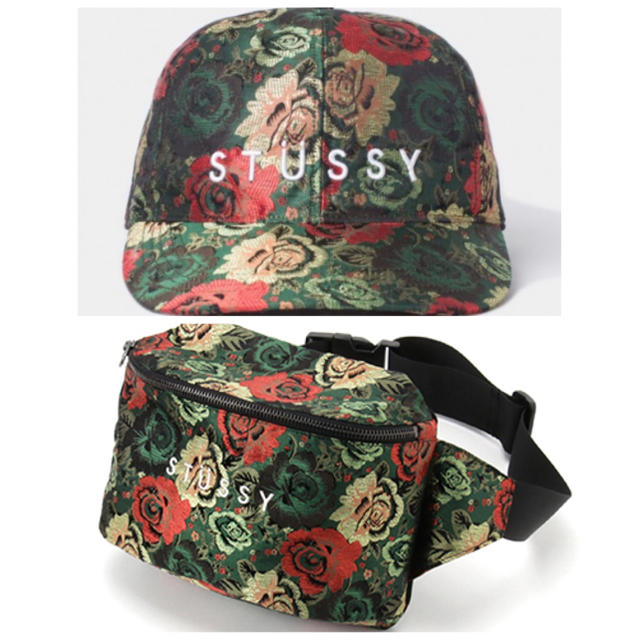 stussy ステューシー キャップ　バッグ　ウエストポーチ　フラワージャガード