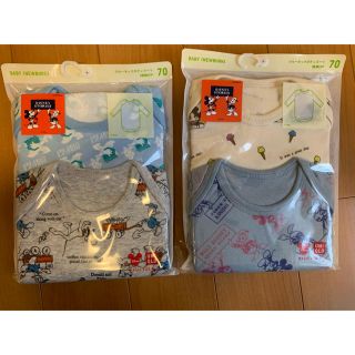 ベビーギャップ(babyGAP)の新品　クルーネックボディ　ドナルド&ミッキー   70 (肌着/下着)