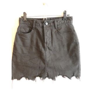 ☆黒デニムスカートパンツ☆ダメージ☆美品☆(ミニスカート)