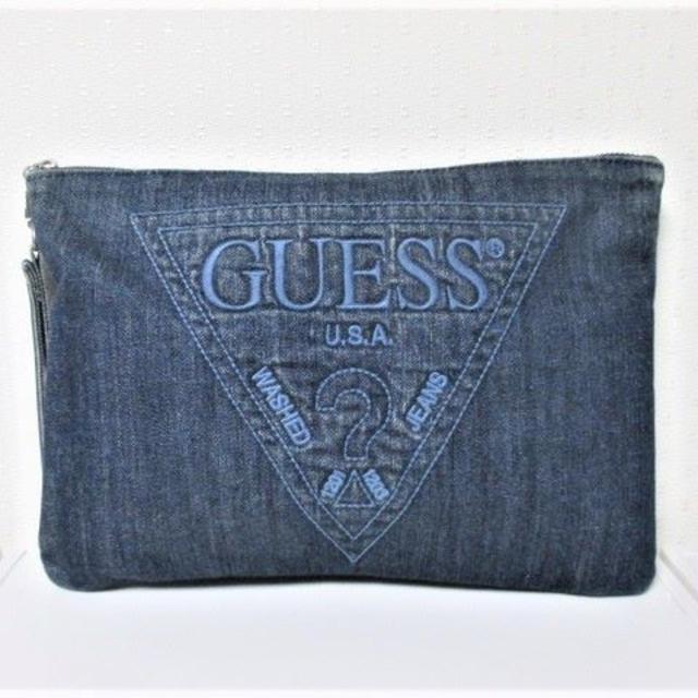 GUESS(ゲス)の☆GUESS ゲス ヴィンテージ加工 デニム地 クラッチバッグ☆インディゴ メンズのバッグ(その他)の商品写真