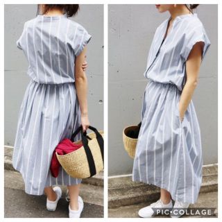 イエナ(IENA)の【美品】イエナ IENA スキッパーストライプシャツワンピース(ロングワンピース/マキシワンピース)