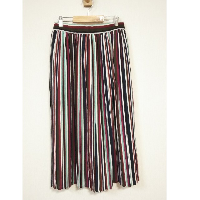 Bou Jeloud(ブージュルード)の美品 ブージュルード マルチ ストライプ スカート シフォン プリーツ スカート レディースのスカート(ロングスカート)の商品写真