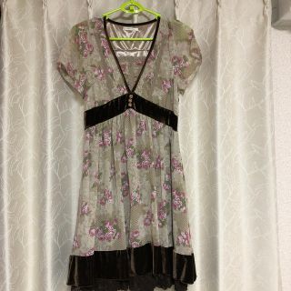 アクシーズファム(axes femme)のaxes femme  ワンピース  ベージュ×茶色　花柄(ミニワンピース)